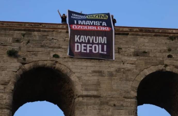 DEM Partili vekillerden 1 Mayıs’ta polis yığılan surlara kayyım ve 1 Mayıs pankartı!