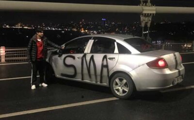 “SMA” yazılı araçla Boğaz Köprüsü’nü kapatan sürücü gözaltına alındı